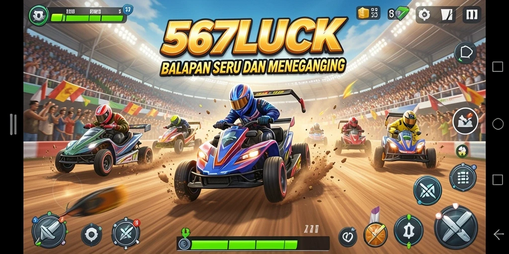 Screenshot gameplay 567LUCK menampilkan aksi balapan yang mendebarkan.