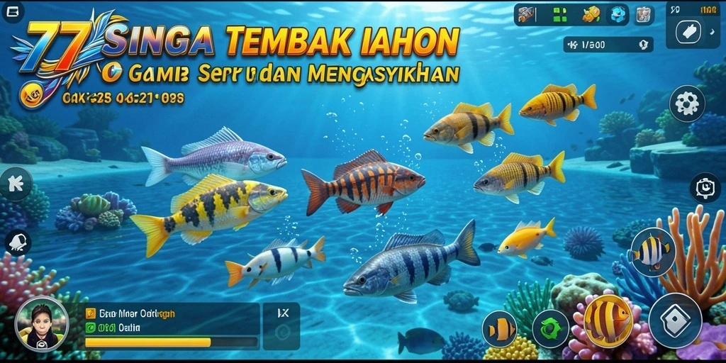 Tampilan gameplay seru di 77SINGA saat menembak ikan.