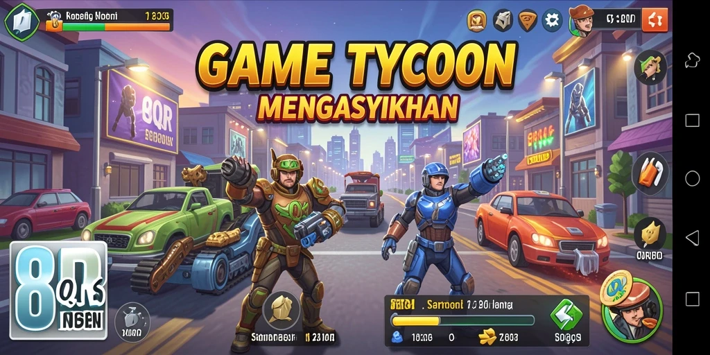 Screenshot menunjukkan gameplay yang seru dalam membangun bisnis Tycoon.