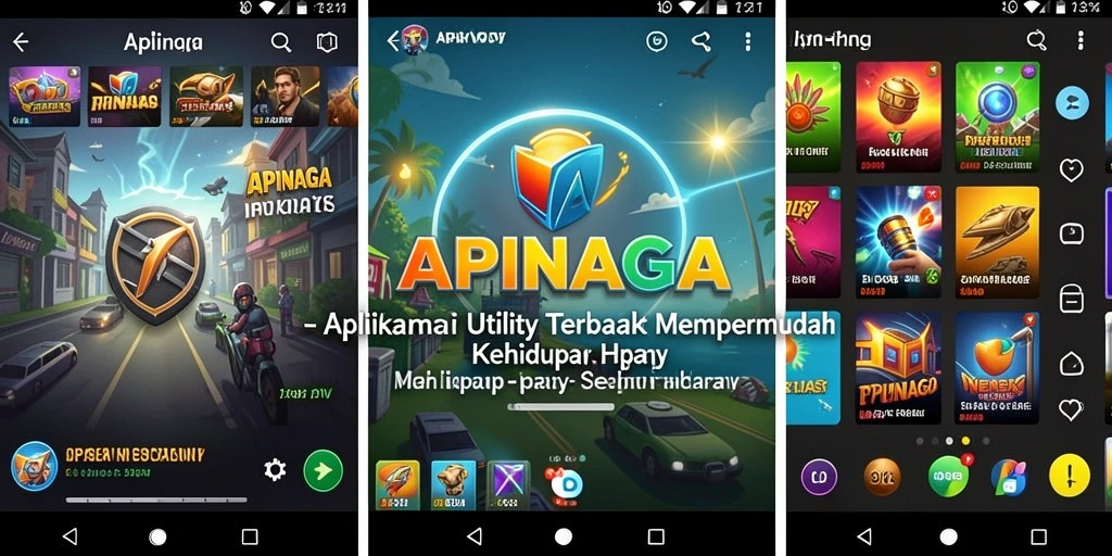 Tampilan utama APINAGA dengan fitur-fitur utilitas yang lengkap.