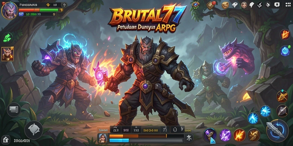 Tampilan seru pertarungan ARPG dalam BRUTAL77.