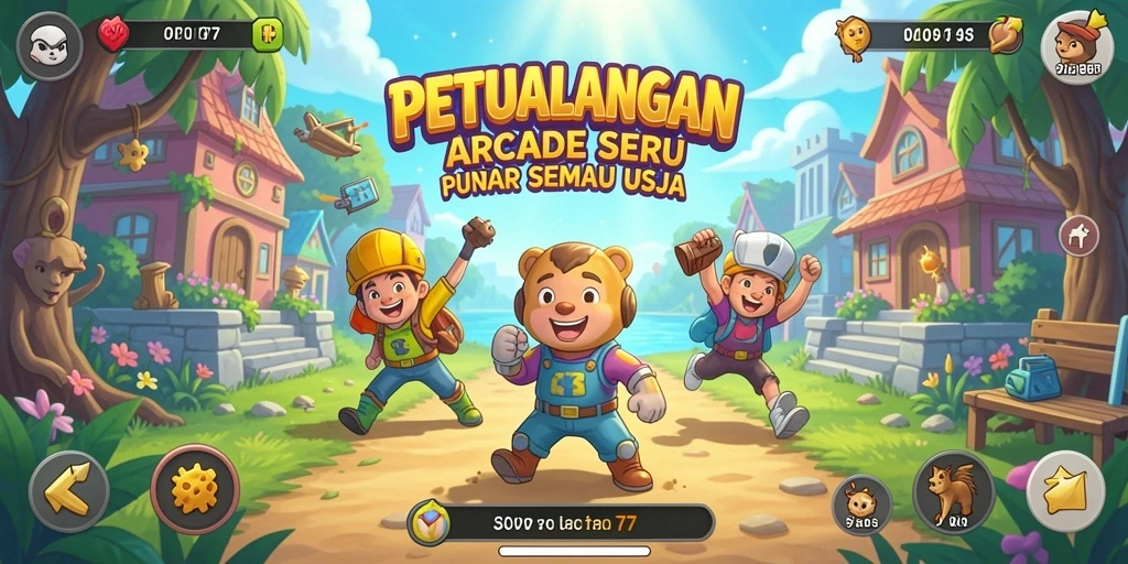 Gameplay C0077 yang menarik dengan level yang penuh warna dan tantangan.