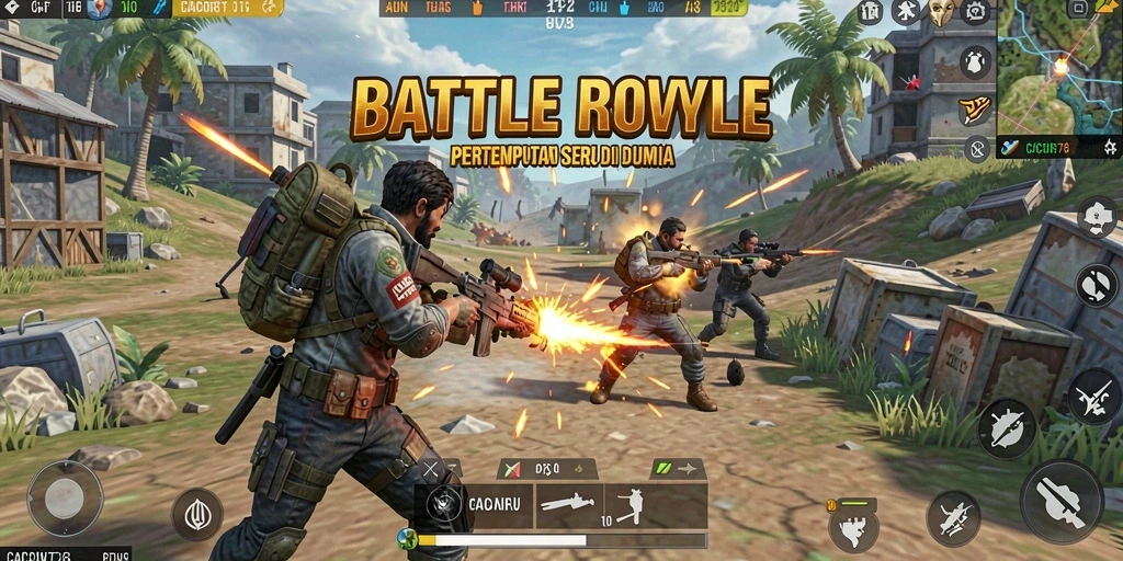 Tangkapan layar gameplay seru dalam pertempuran Battle Royale.