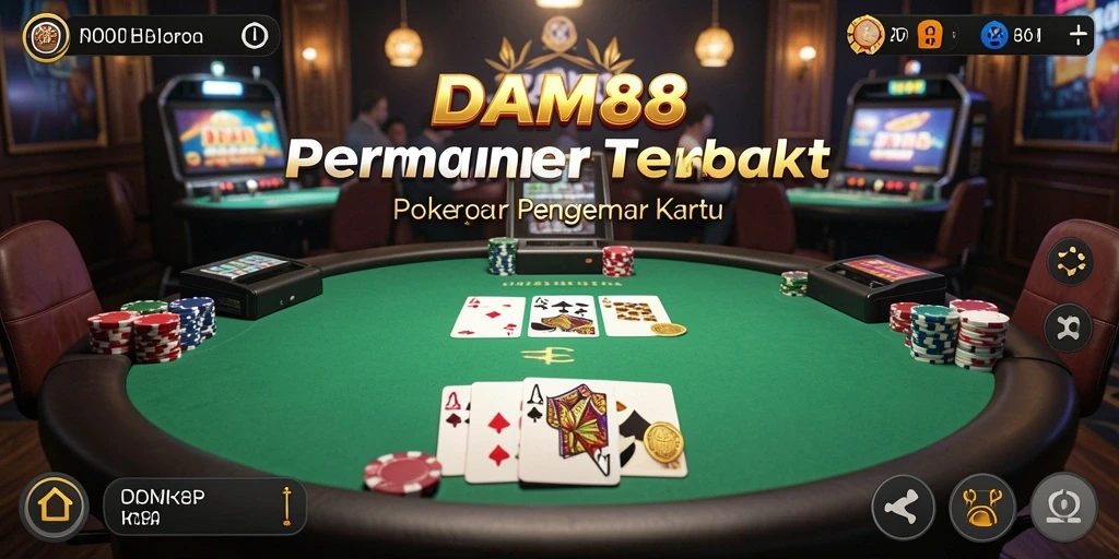 Screenshot utama menunjukkan pemain yang sedang beraksi di meja Poker.