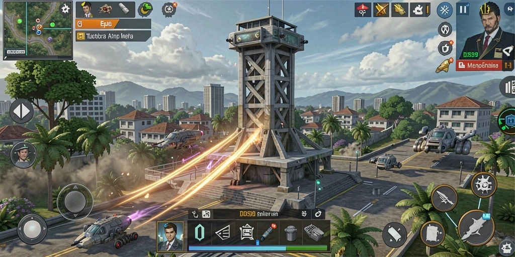 Screenshot gameplay DS99 dengan menara yang siap menghadapi musuh.