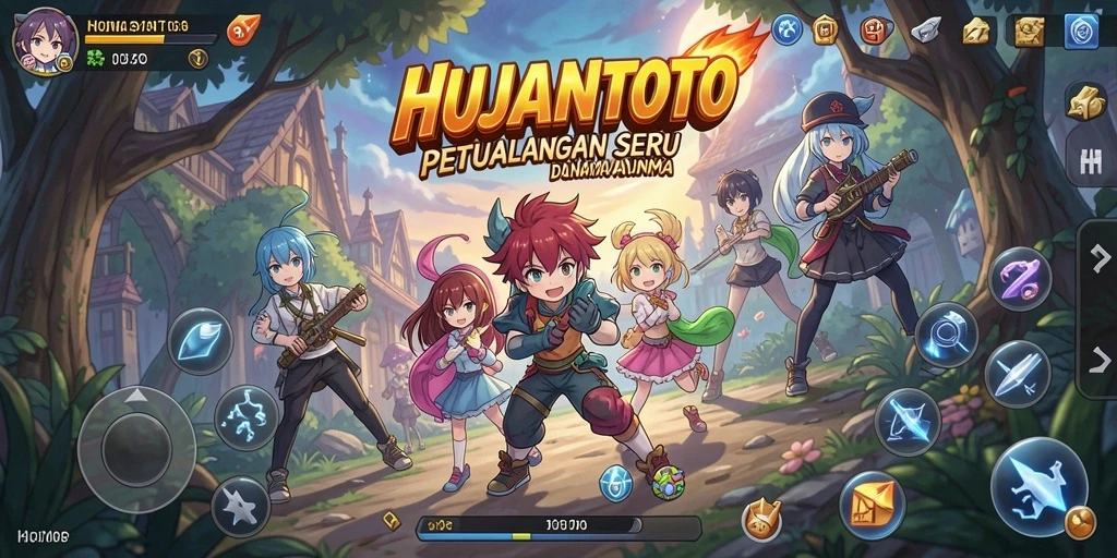 Tampilan seru dari gameplay HUJANTOTO dengan karakter Anime yang beragam.