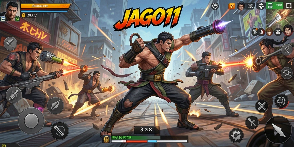 Tampilan gameplay JAGO11 yang penuh aksi dan pertarungan sengit.