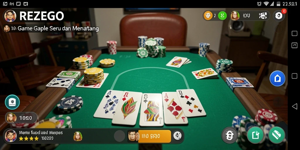 Gambar mendetail dari pengalaman gameplay Gaple yang menarik.