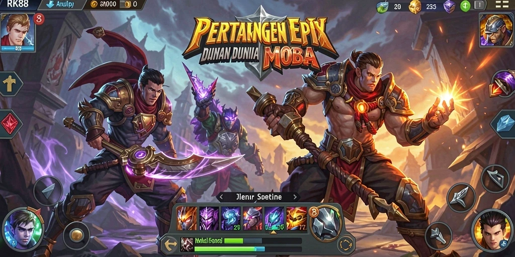 Screenshot RK88 menampilkan aksi seru dan strategis dalam arena MOBA.