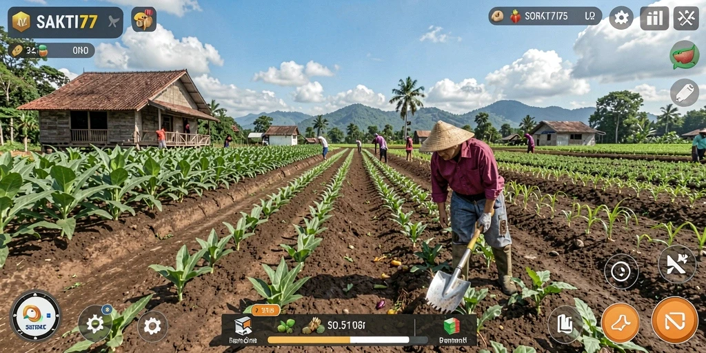 Tampilan menarik dari gameplay <strong>SAKTI77</strong> dengan aktivitas bertani yang seru.