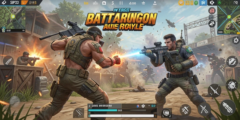 Tampilan screenshot dari gameplay intens SIP33 dengan aksi Battle Royale.