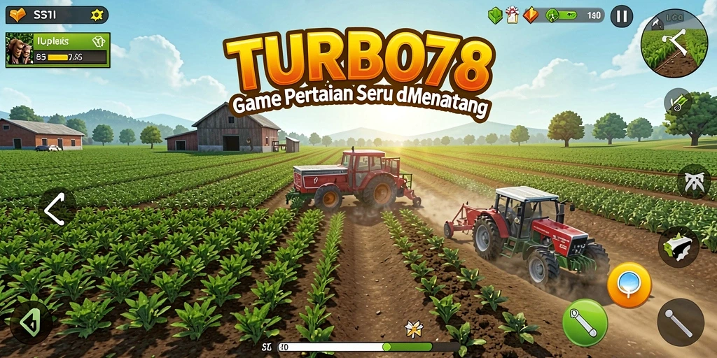 Gameplay TURBO78 yang menggembirakan dengan kegiatan pertanian.