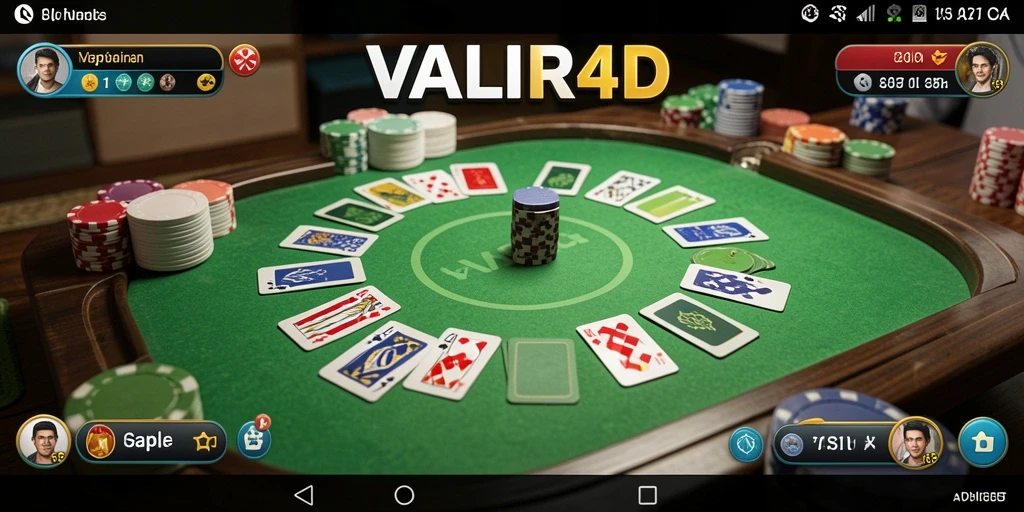 Tampilan gameplay VALIR4D yang menarik dengan suasana permainan Gaple.