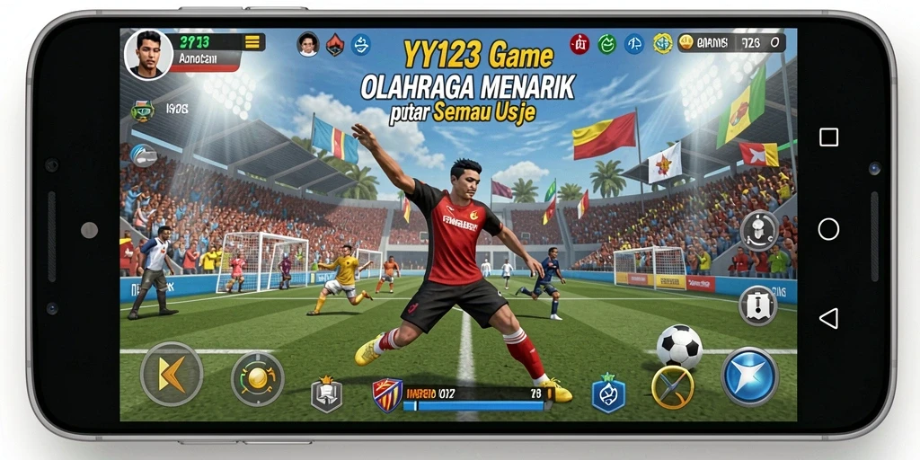 Screenshot menunjukkan aksi intens dalam pertandingan olahraga YY123.